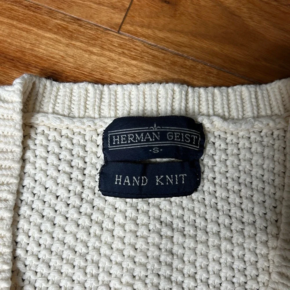Herman Geist Hand Knit Cable Knit‎ Sleeveless Sweater Vest Top Womens
